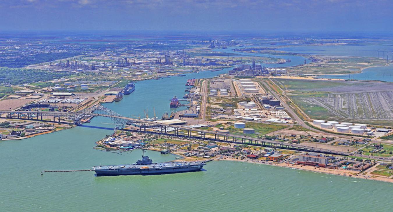 Aerial view of the Port of Corpus Christi, TX