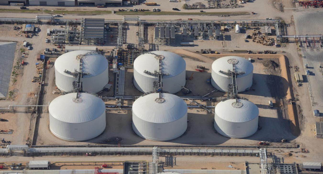 Aerial view of petrolium tanks