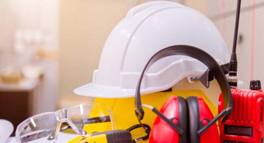 Hard hat, safety glasses, hearing protection